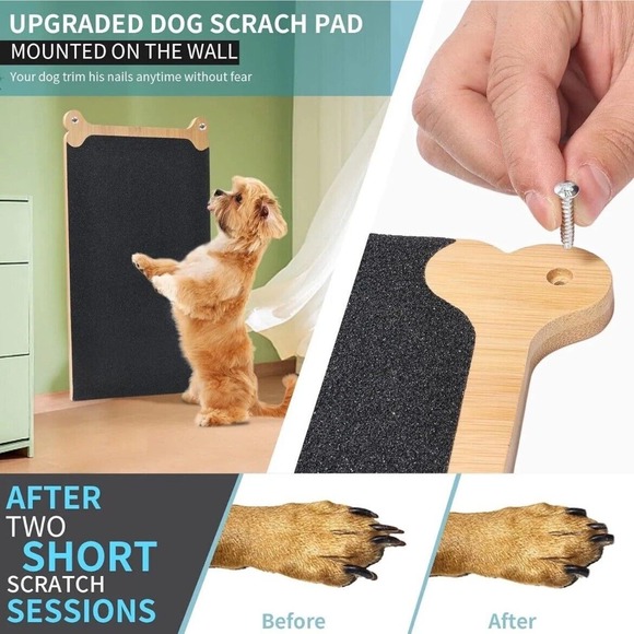Bamboo Dog Scratch Pad for Dogs, Scratching Pad, Double Sided Sandpaper, New - Picture 3 of 9